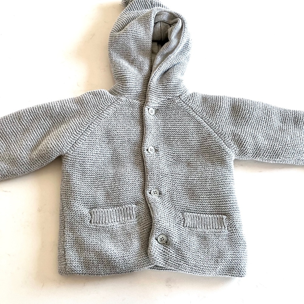 GAP boys gray padded pearl knit sweater hoodie jacket